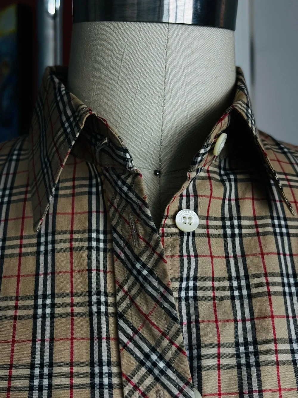 Classic Burberry Blue Label Nova Check Button-Front Women's Shirt